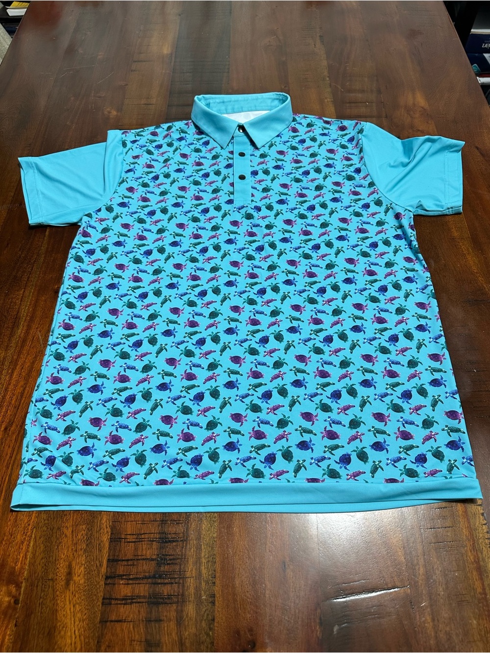 Chippopotamus Men's Golf Polo with Multicolor Turtle Print